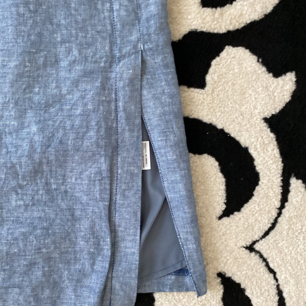 Banana Republic Factory Chambray Linen Pencil Lined Nidi Skirt Sz 14 - Picture 4 of 10
